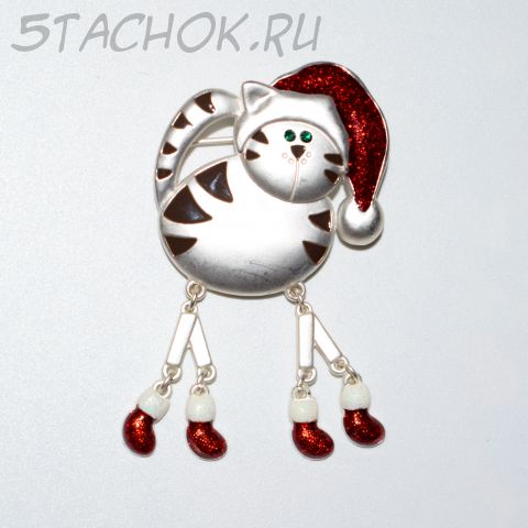 Брошь "Рождественский кот" (США)