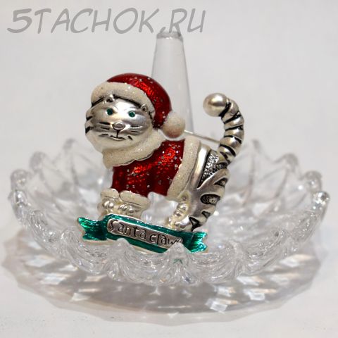 Брошь "Котик Санта-Клаус" (США)