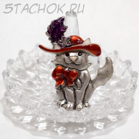 Брошь "Модная киса в шляпе" (AJMC США)