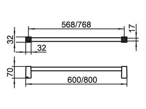 Keuco Smart.2 Полотенцедержатель 14701 010800 (80 см) схема 2