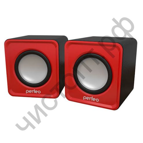 Актив.колонки 2.0 Perfeo "WAVE", 2х3 Вт (RMS), красный, пит. USB (PF-128-R)
