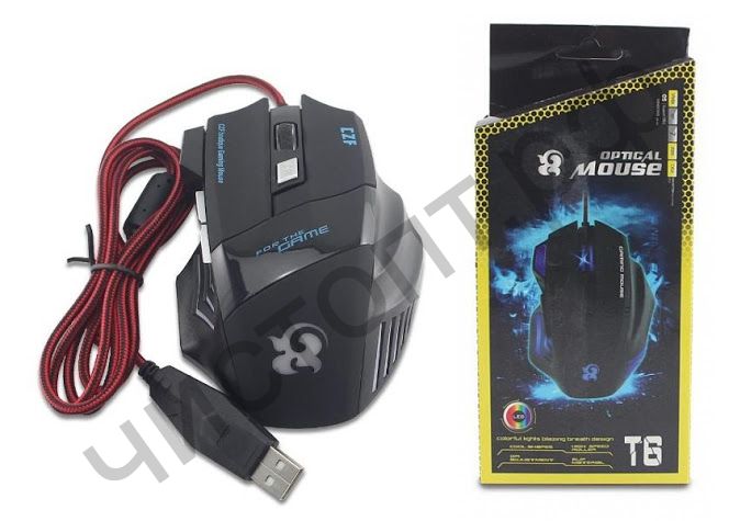 Мышь провод. игров. T6 (USB, 2400 dpi, оптическая, 6 кнопок)