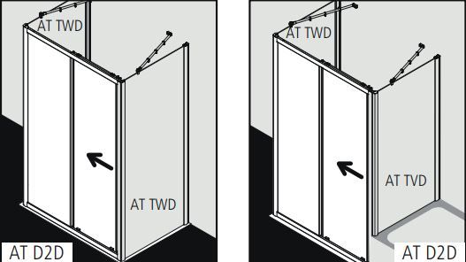 Душевая кабина Kermi Atea угловая или пристенная AT D2D схема 2