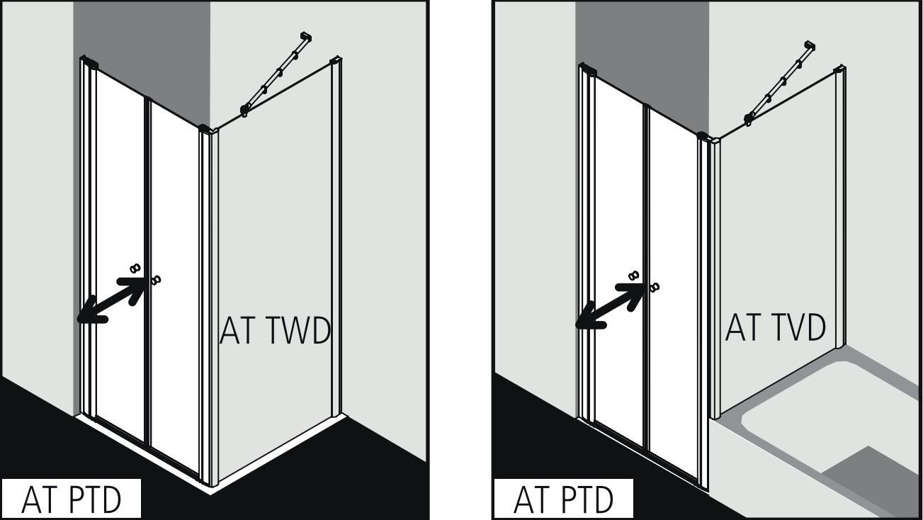 Душевая кабина Kermi Atea угловая или пристенная AT PTD схема 2