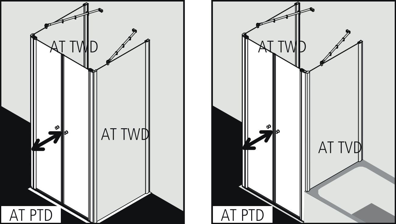 Душевая кабина Kermi Atea угловая или пристенная AT PTD схема 3
