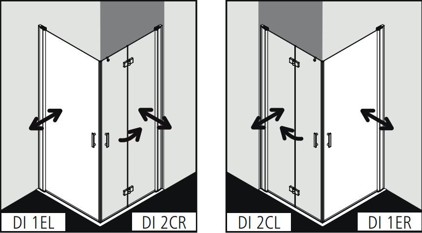 Душевая кабина Kermi Diga угловой монтаж DI 1ER/L схема 2