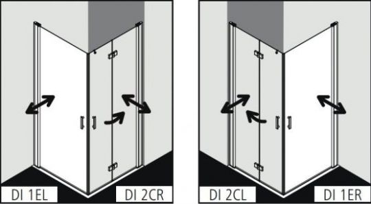 Душевая кабина Kermi Diga угловой монтаж DI 1ER/L схема 2