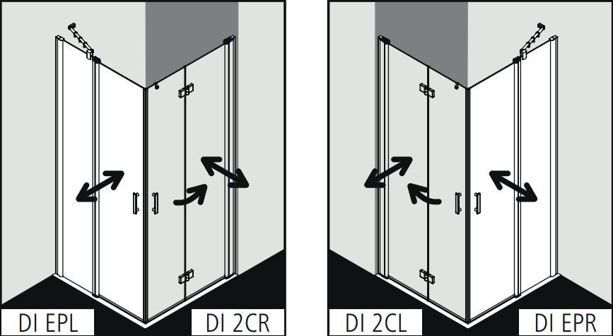 Душевая кабина Kermi Diga угловой монтаж DI EPR/L схема 2