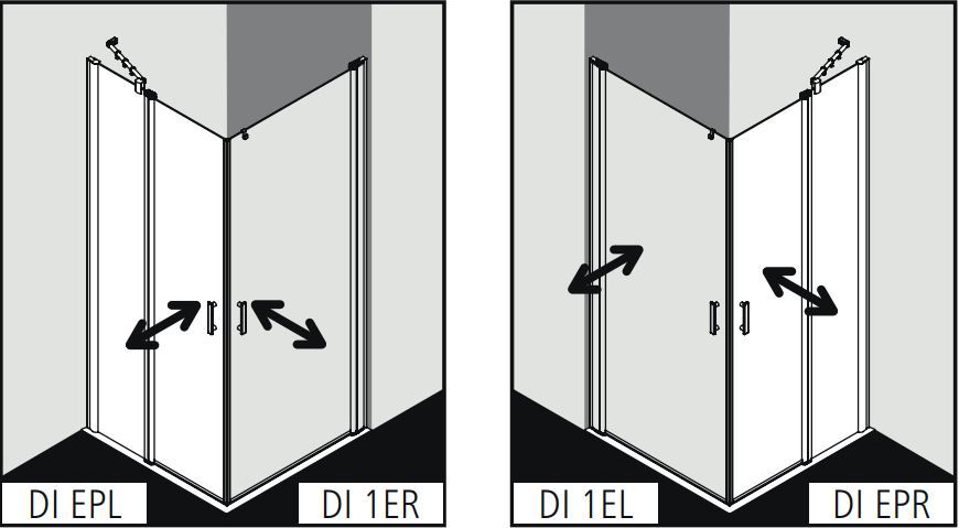 Душевая кабина Kermi Diga угловой монтаж DI EPR/L схема 3