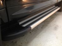 Пороги алюминиевые "Интер" Silver для Volkswagen Tiguan I 2007-2011. Артикул 7711+V-991