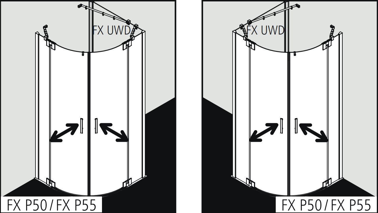 Душевая кабина Kermi Filia XP в угол или пристенная FX P50 / FX P55 схема 2