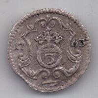 3 пфеннига 1743 г. Литва. Польша. Саксония