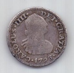 1 реал 1798/7 г. редкий год .Мексика. Испания