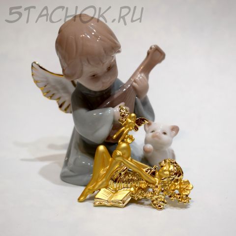 Брошь "Девушка и фея" цвет золота (AJC США)