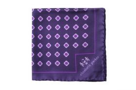 Английский нагрудный платок Пёрпл  Дэйзи Ду  PURPLE DAISY DO SILK POCKET SQUARE