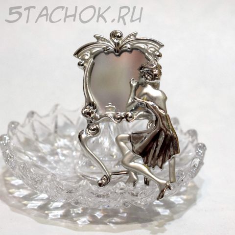 Брошь "Дама у зеркала" цвет серебра (AJC США)