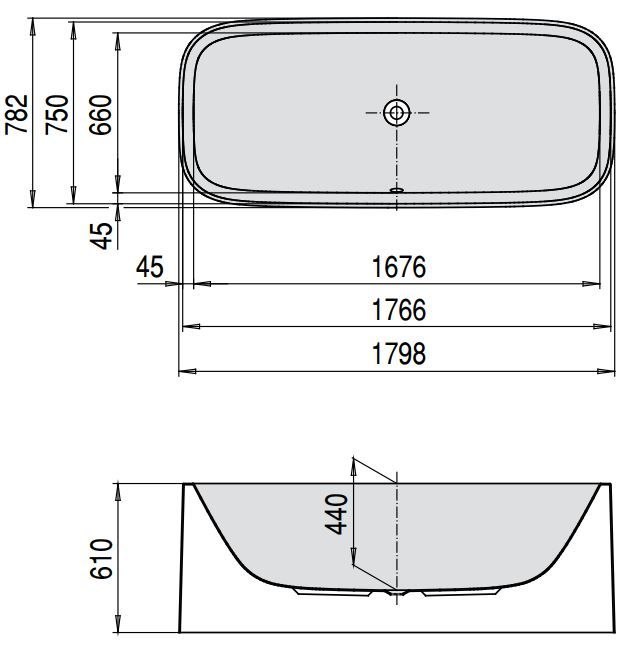 Ванна Hoesch SINGLEBATH UNO 178x77 3697 схема 2