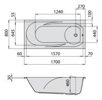 Встраиваемая ванна Hoesch SPECTRA  арт: 6455 170x80 схема 2