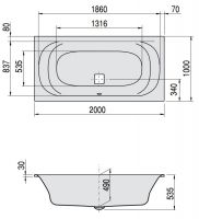 Ванна Hoesch THASOS 200x100 3742 схема 2
