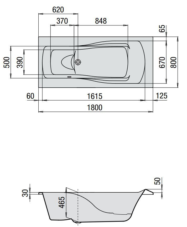 Ванна прямоугольная Hoesch MODULA  арт: 6622 180x80 слив слева ФОТО