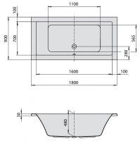 Ванна Hoesch SCELTA 180x90 3671 схема 2
