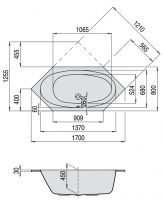 Ванна Hoesch ARMADA 170x80 6174 схема 1