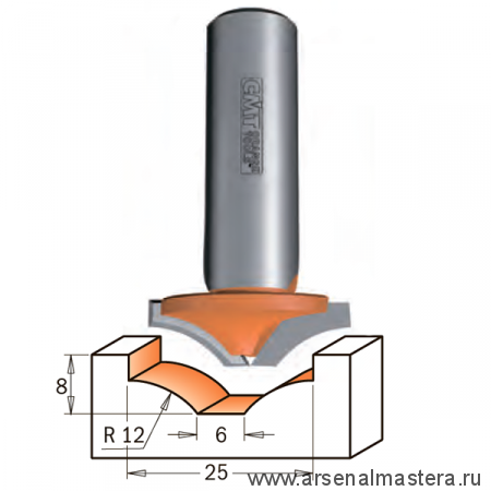 Фреза филеночная S8 D 25 x 8 CMT 970.101.11