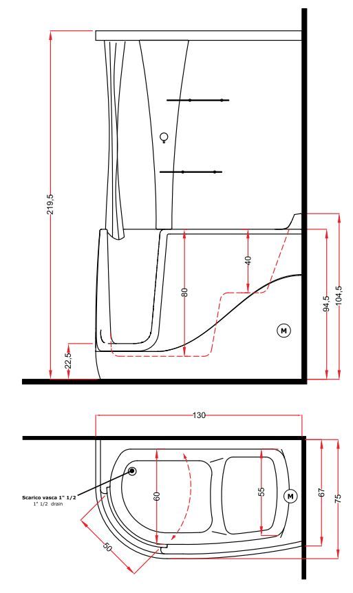 Комбинированная ванна Gruppo Treesse Gen-x Top 130x75 V331 + B331 ФОТО