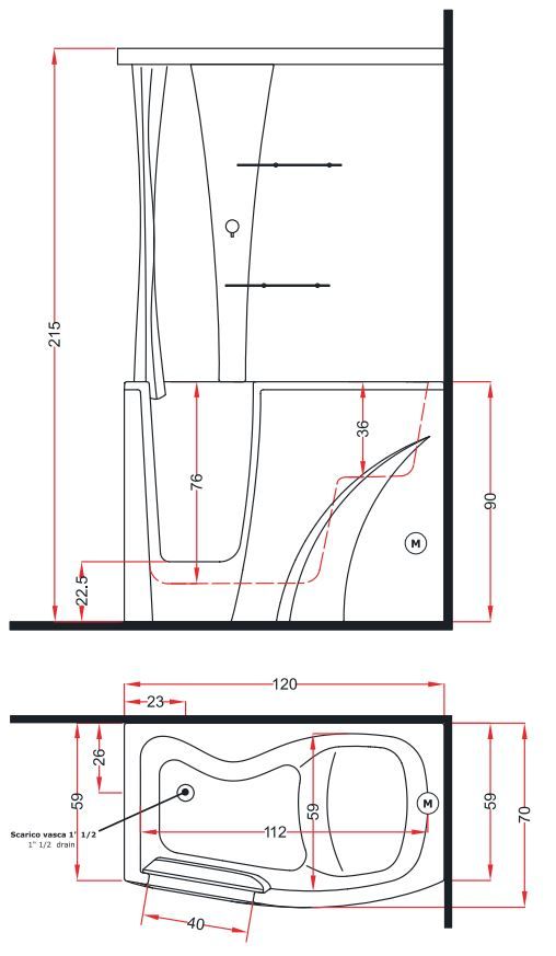 Комбинированная ванна Gruppo Treesse Gen-y Top 120x70 V341 + B3411 ФОТО