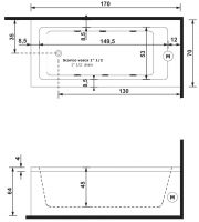 Гидромассажная ванна Gruppo Treesse Quadra 170x70 V072 схема 2