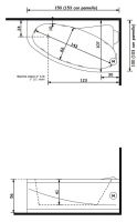 Гидромассажная ванна Gruppo Treesse Syria 153x103 V655 схема 2