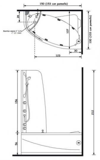 Стеклянная ванна Gruppo Treesse Syria Box 153x103 V655 + B655A ФОТО