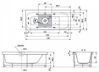 Гидромассажная ванна Gruppo Treesse Suri 170x75 V277 схема 2