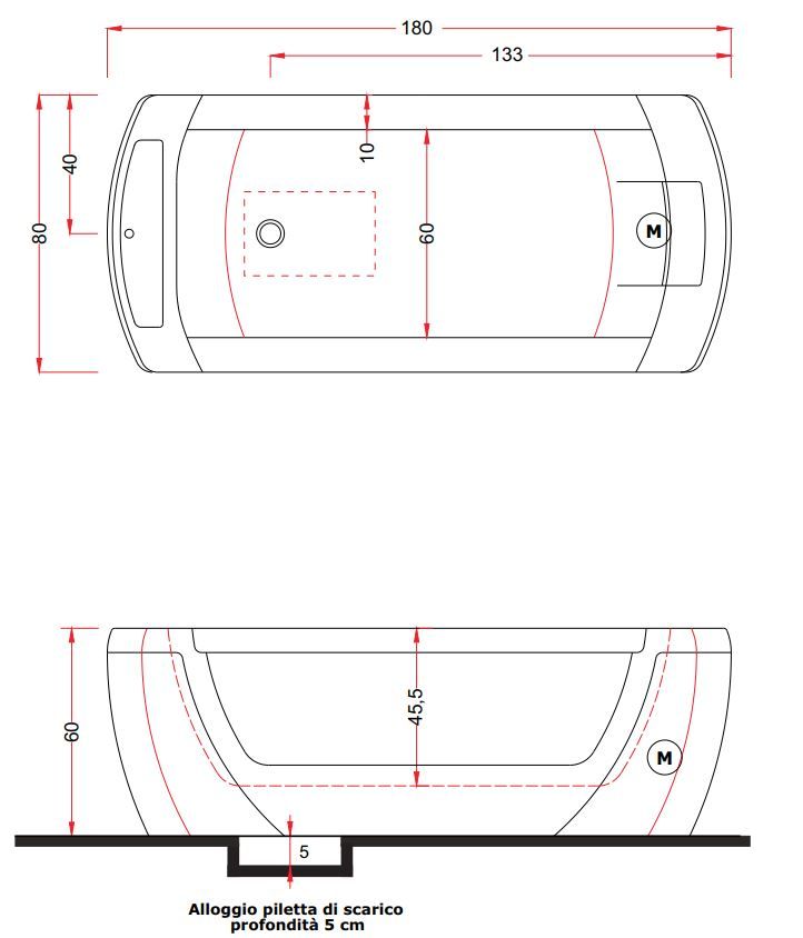 Стеклянная ванна с гидромассажем Gruppo Treesse Vision V137 / V138 180х80 ФОТО