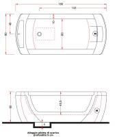 Стеклянная ванна с гидромассажем Gruppo Treesse Vision V137 / V138 180х80 схема 1