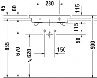 Раковина Duravit 2nd floor шлифованная 60х43 049160 схема 2