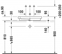 Раковина Duravit 2nd floor шлифованная 58х41,5 031758 схема 2