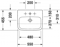 Раковина Duravit DuraStyle полувстраиваемая 55х45,5 037555 схема 1