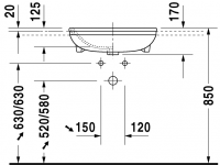 Раковина Duravit DuraStyle полувстраиваемая 55х45,5 037555 схема 2