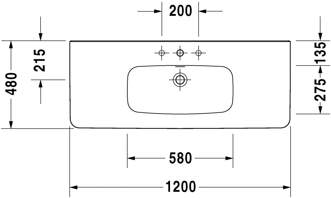 Раковина Duravit DuraStyle 120х48 232012 схема 3