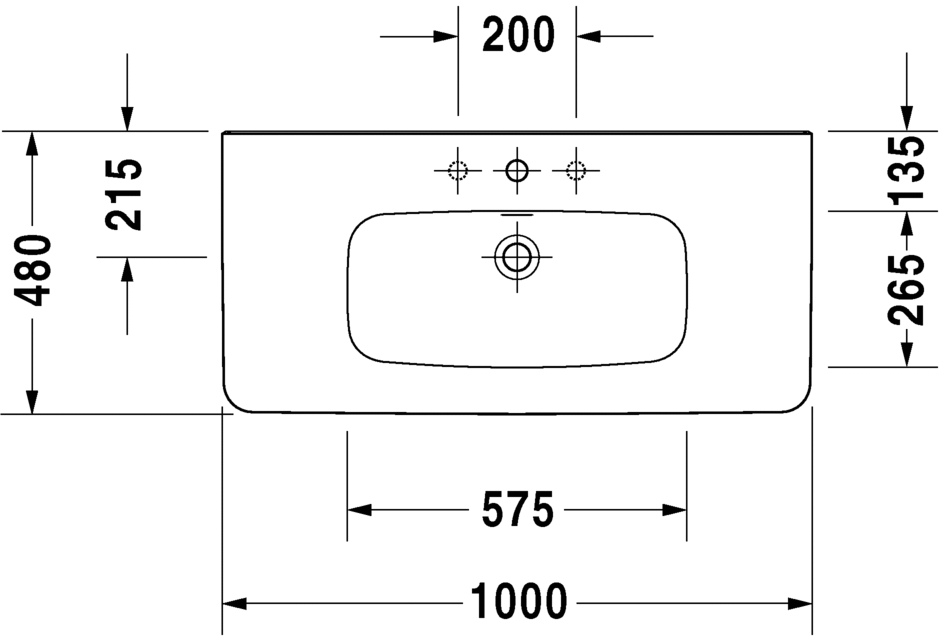 Раковина Duravit DuraStyle 100х48 232010 схема 2