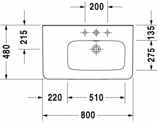 Раковина Duravit DuraStyle асимметричная 80х48 232680 ФОТО