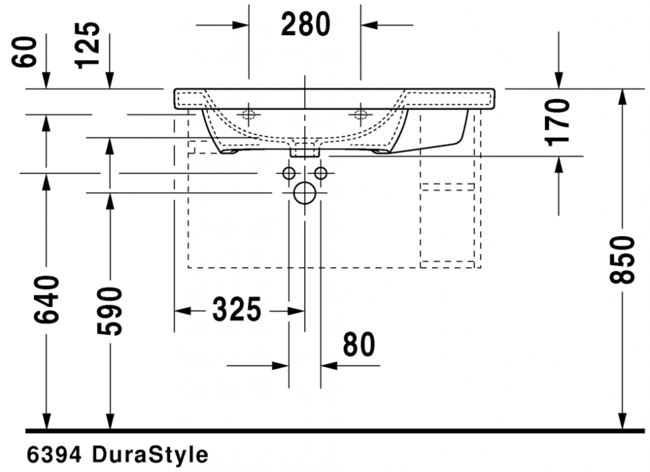 Раковина Duravit DuraStyle асимметричная 80х48 232580 ФОТО