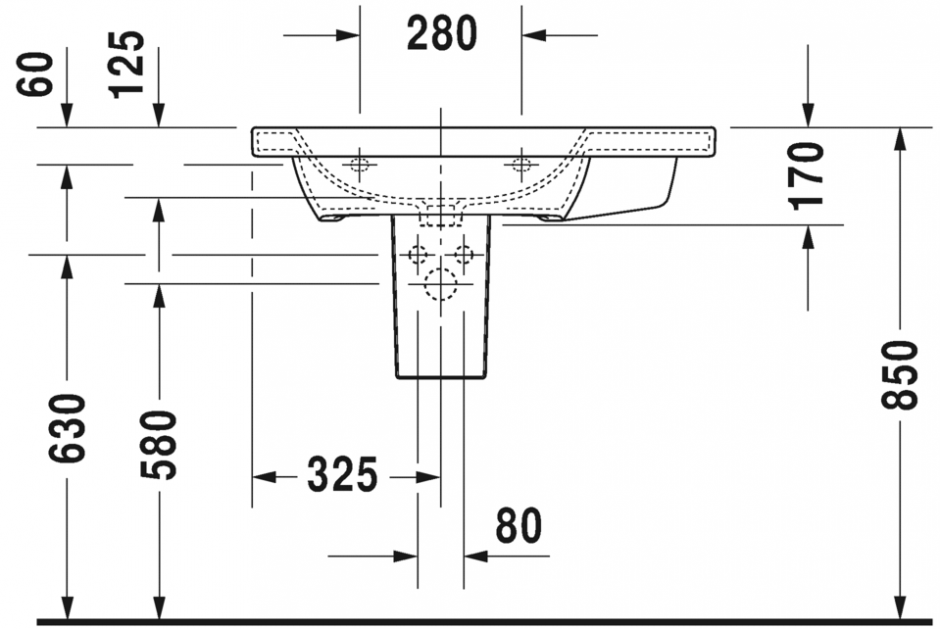 Раковина Duravit DuraStyle асимметричная 80х48 232580 ФОТО