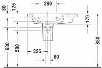 Раковина Duravit DuraStyle асимметричная 80х48 232580 схема 4