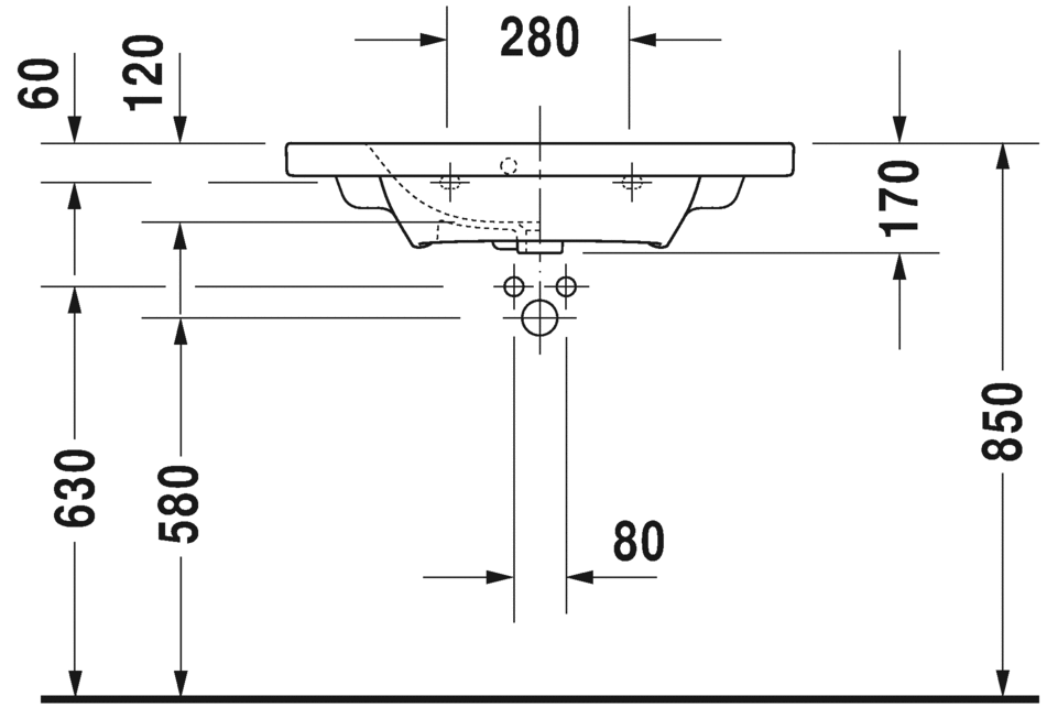 Раковина Duravit DuraStyle 78,5х40 233778 схема 3