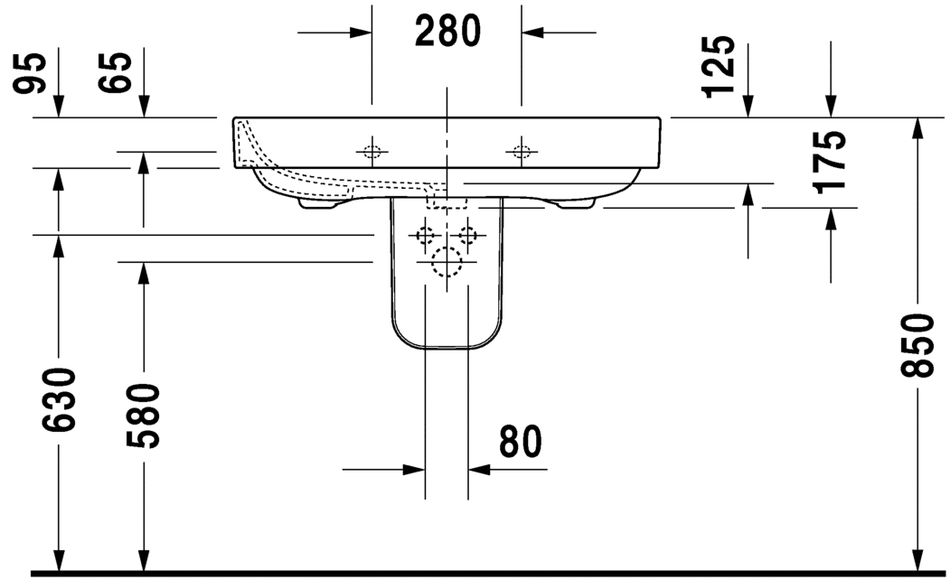 Раковина Duravit Happy D.2 80х52,5 231680 схема 3