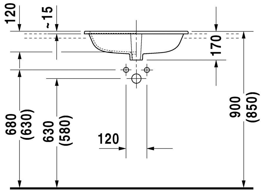 Раковина Duravit Happy D.2 Встраиваемая 60х46 048360 схема 2