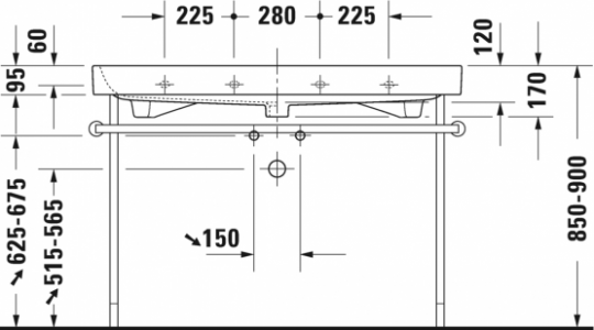 Раковина Duravit Happy D.2 120х50,5 231812 схема 5