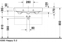 Раковина Duravit Happy D.2 80х50,5 231880 схема 2